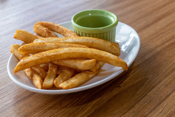 French fries and ketchup