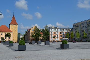 Miasto Lubin, rynek z basztą głogowską, Polska, Dolny Śląsk