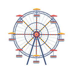 Amusement park Ferris wheel flat color vector icon