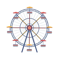 Deurstickers Amusement park Ferris wheel flat color vector icon © lana_samcorp