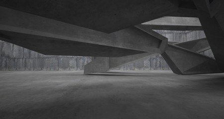 Abstract white and concrete interior. 3D illustration and rendering.