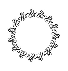 Round calligraphic vector wedding frame wreath with place for text. Isolated flourish vintage element for design. Perfect for holidays, Thanksgiving Day, Valentines Day, greeting card