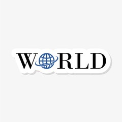 Illustration of word world globe sticker logo icon
