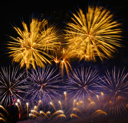 Colorful fireworks in night sky