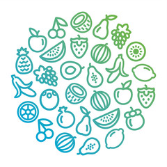 Fruits icons in a circular shape
