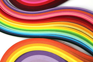 Fototapeta premium Abstract color wave rainbow strip paper background. Template for prints, posters, cards.