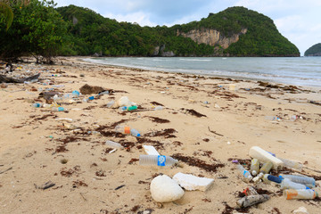 Fototapeta na wymiar Beach plastic pollution