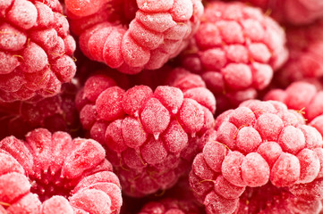 Closeup Of Frozen Rasberries