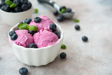 Homemade berry ice cream in a white Cup