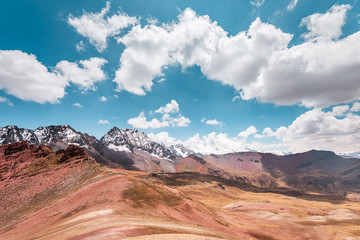 In the mountains of Peru, Peruvian landscape countryside, picturesque scenery in the Andes, Cusco