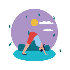 Girl doing yoga pose vector design