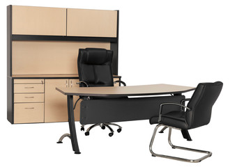 Office furniture on white background.