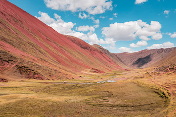 Trekking through the Red Valley, Vinicunca Rainbow Mountain, Cusco, Peru
