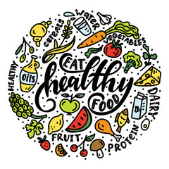 Eat healthy food. Motivational phrase.