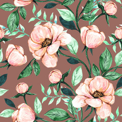 Seamless floral pattern. Fabric and packaging design. Handwork  watercolor.