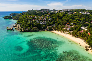 BORACAY, PHILIPPINES - 17 JUNE 2019: Abandoned and semi-demolished buildings at Diniwid Beach on Boracay Island
