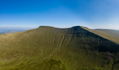Fototapeta Aerial drone panorama of Corn Du and Pen-y-Fan mountains in the Brecon Beacons, South Wales, UK obraz