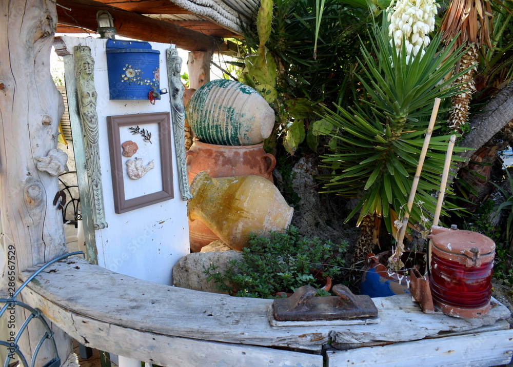 Wall mural tavern decoration in the Greek island of Zakynthos