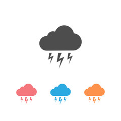 Storm icon set isolated on white background. Cloud and lightning sign. Weather icon of storm. Vector