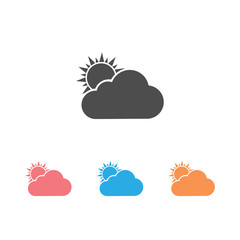 Sun and cloud weather icon set isolated on white background. Vector