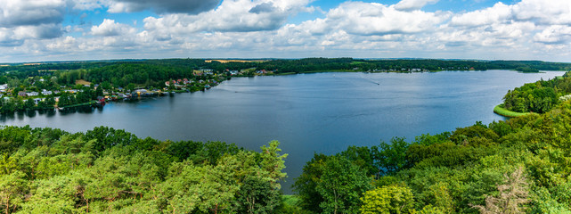 Fototapeta Panoramablick Krakow am See, Mecklenburgische Seenplatte, Luftaufnahme, Drohnenaufnahme obraz