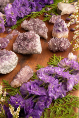 Amethyst Crystals with Flowers