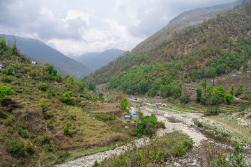 Fototapeta na wymiar village in Nepal himalayas annapurna base camp trekking route