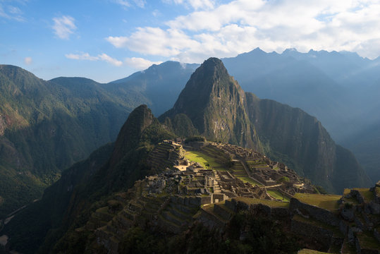 Panoramic view on the sacred Inca city, Machu Picchu, Peru
