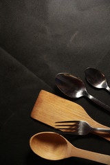 spoon and fork on table