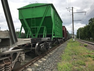 freight train on the rails