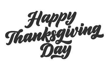 Illustration with lettering for Thanksgiving Day. Typographic design. Greeting card template. Autumn concept. Vector