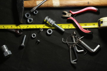 construction tools on a black background