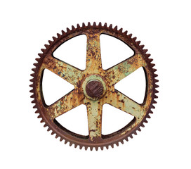 The old gearwheel on white, isolated .
