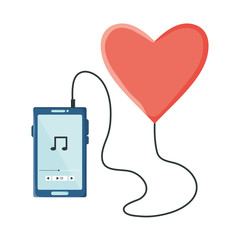 smartphone with music player application and heart