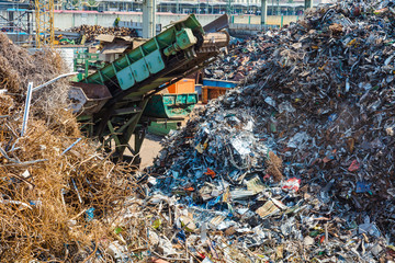 Heap of old metal and equipment for recycling