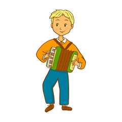 Boy playing accordion.
