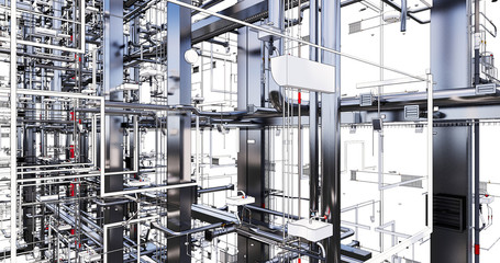 BIM model conceptual visualization of the utilities of the building	