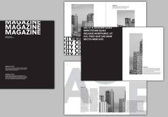 Black and White Typographic Magazine Layout