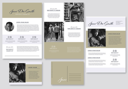 Media Kit Layout Set with Natural Color Elements