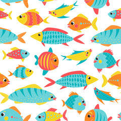 Seamless pattern cute fish for decoration design.