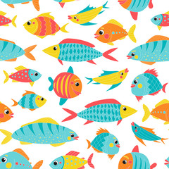 Naklejka premium Seamless pattern cute fish for decoration design.