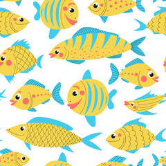 Naklejka premium Seamless pattern cute fish for decoration design.