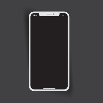 Smartphone notch display flat minimal mockup template vector