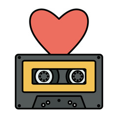 retro music cassette with heart love