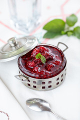 Homemade raspberry jam from fresh berries