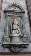 Statue of Janos Simor, archbishop of Eszterghom, count and cardinal during 19th century, placed on decorative pedestail in Esztergom basilica. 