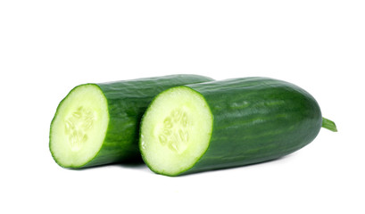 .sliced â€‹â€‹cucumber on a white background