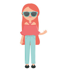 cute woman with sunglasses street style character