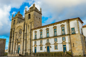 Fototapeta na wymiar Romanesque Cathedral of Porto, Portugal is a Roman Catholic church