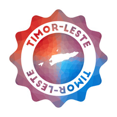 Timor-Leste low poly logo. Colorful gradient travel logo of the country in geometric style. Multicolored polygonal Timor-Leste rounded sign with map for your infographics.